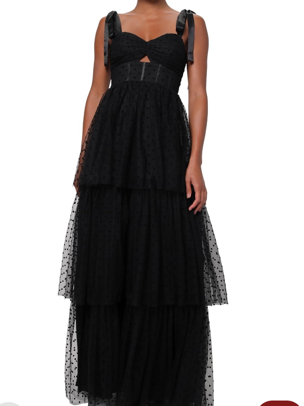 NWT Lulus Billie Keyhole Cutout Swiss Dot Maxi Dress